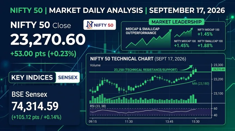Nifty 50 Market Analysis Today (Sept 17: 23,270.60) & Friday Prediction: Key Levels & Indicators