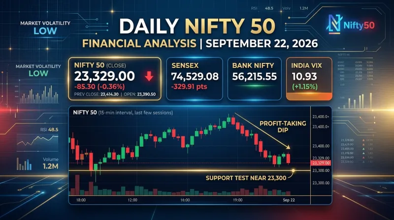 Nifty 50 Market Analysis Today (Sept 22: 23,329) & Wednesday Prediction: Key Levels & Indicators